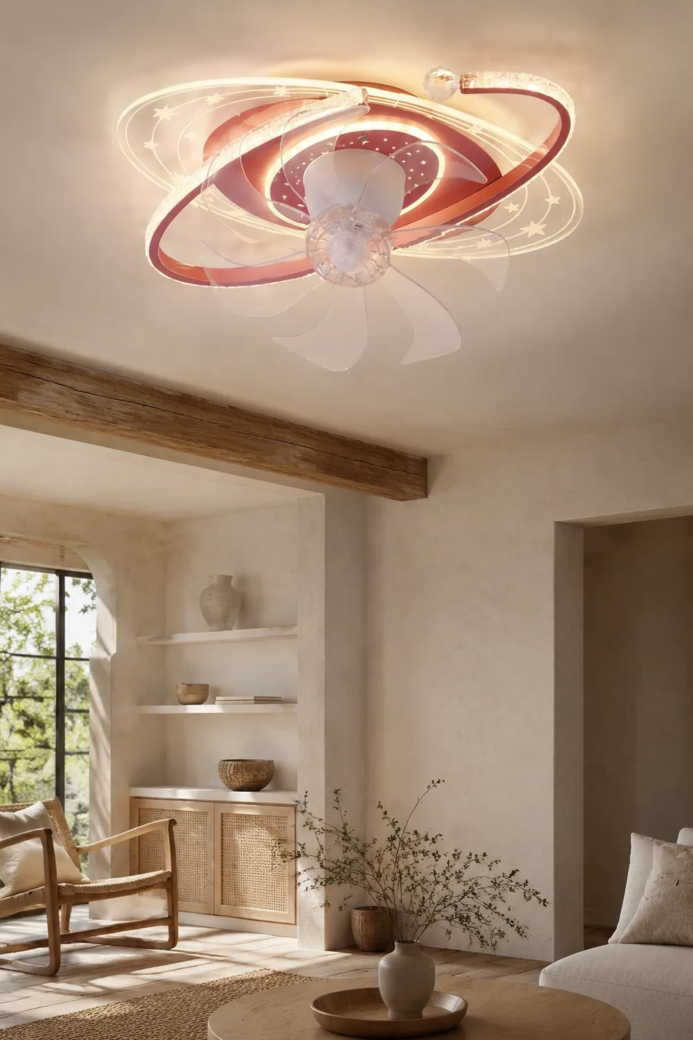 Minori Deckenventilator mit Beleuchtung Ellipse, 3 Farben, ∅50CM - Lumpaz