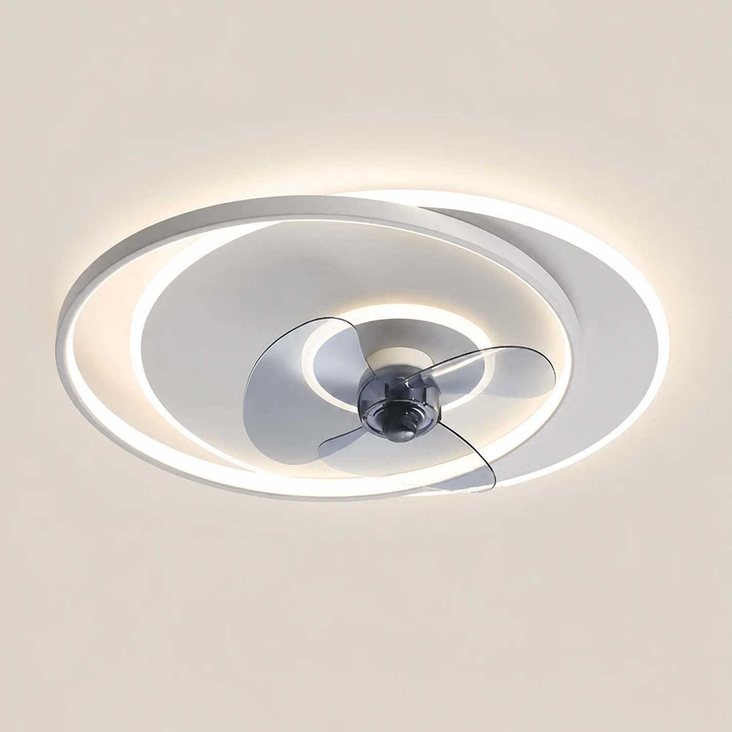 Quinn Deckenventilator mit Beleuchtung Doppel-Ring, 2 Farben, ∅46/56CM - Lumpaz