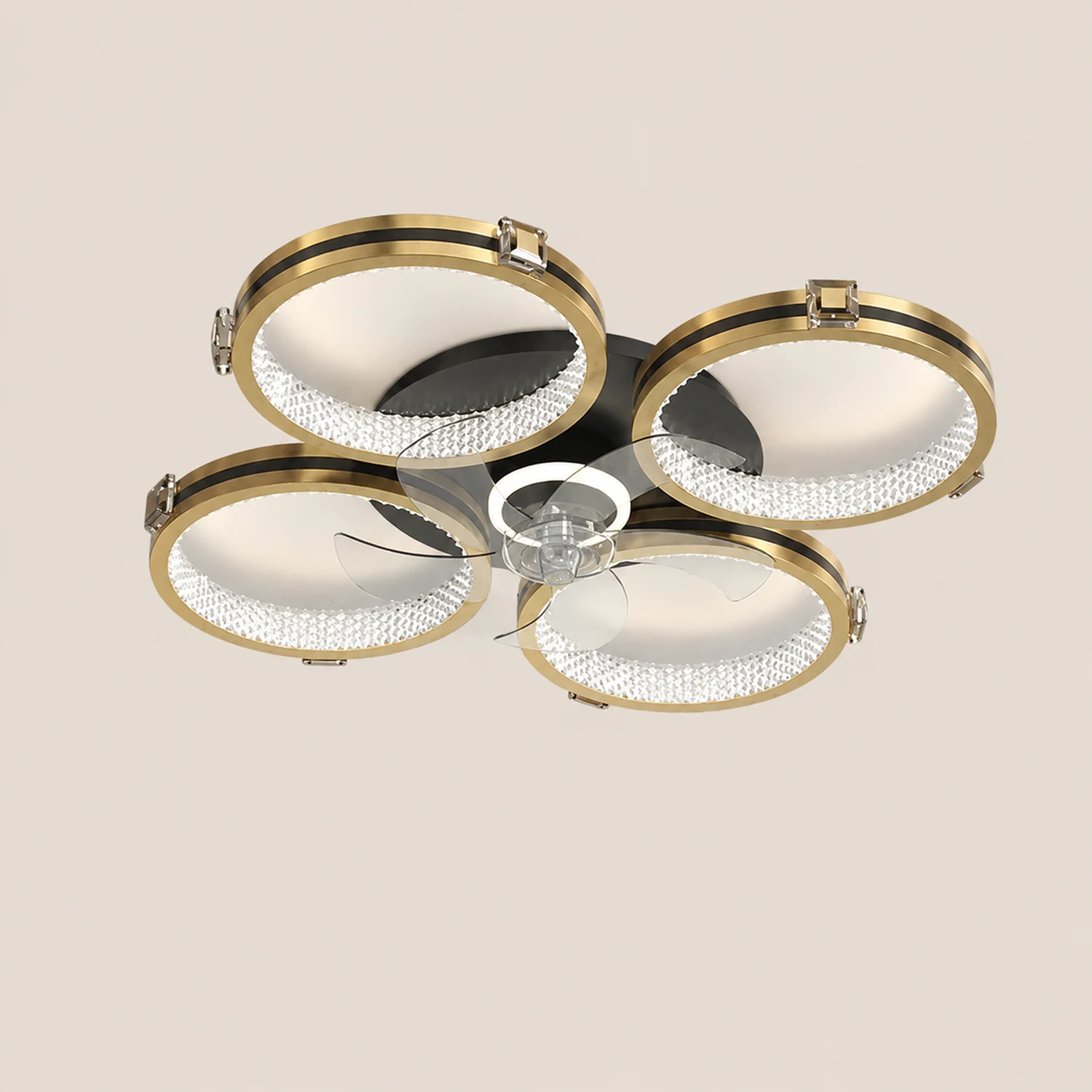 Kirsten Deckenventilator mit Beleuchtung 4-Ring 5-Blatt, 79CM/103CM Lang - Lumpaz