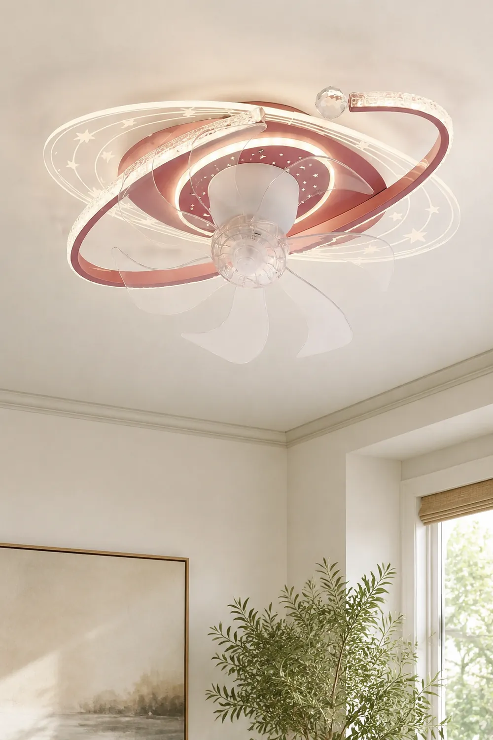 Minori Deckenventilator mit Beleuchtung Ellipse, 3 Farben, ∅50CM - Lumpaz