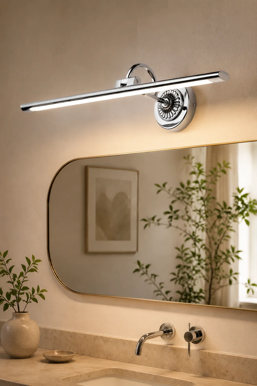Leigh Spiegelfront Waschtisch-Wandleuchte, L 42/55CM - Lumpaz