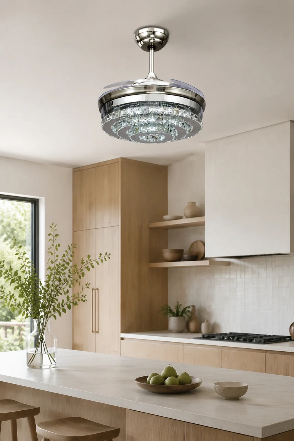 Kirsty Deckenventilator mit Beleuchtung Kristall Chrome, ∅48CM - Lumpaz