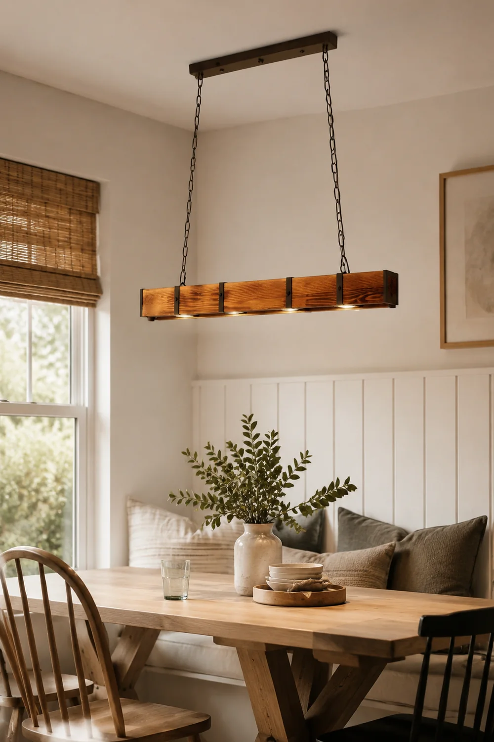 Alessio Pendelleuchte, Metall & Holz, L 100CM - Lumpaz