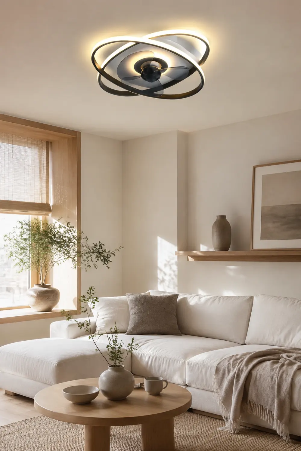 Arisha Deckenventilator mit Beleuchtung Doppel-Ring, 5 Farben, ∅50CM - Lumpaz