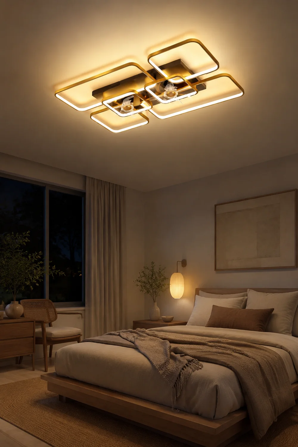 Lacey 2-Deckenventilator mit Beleuchtung, 2 Farben, ∅46/55/90/107CM - Lumpaz