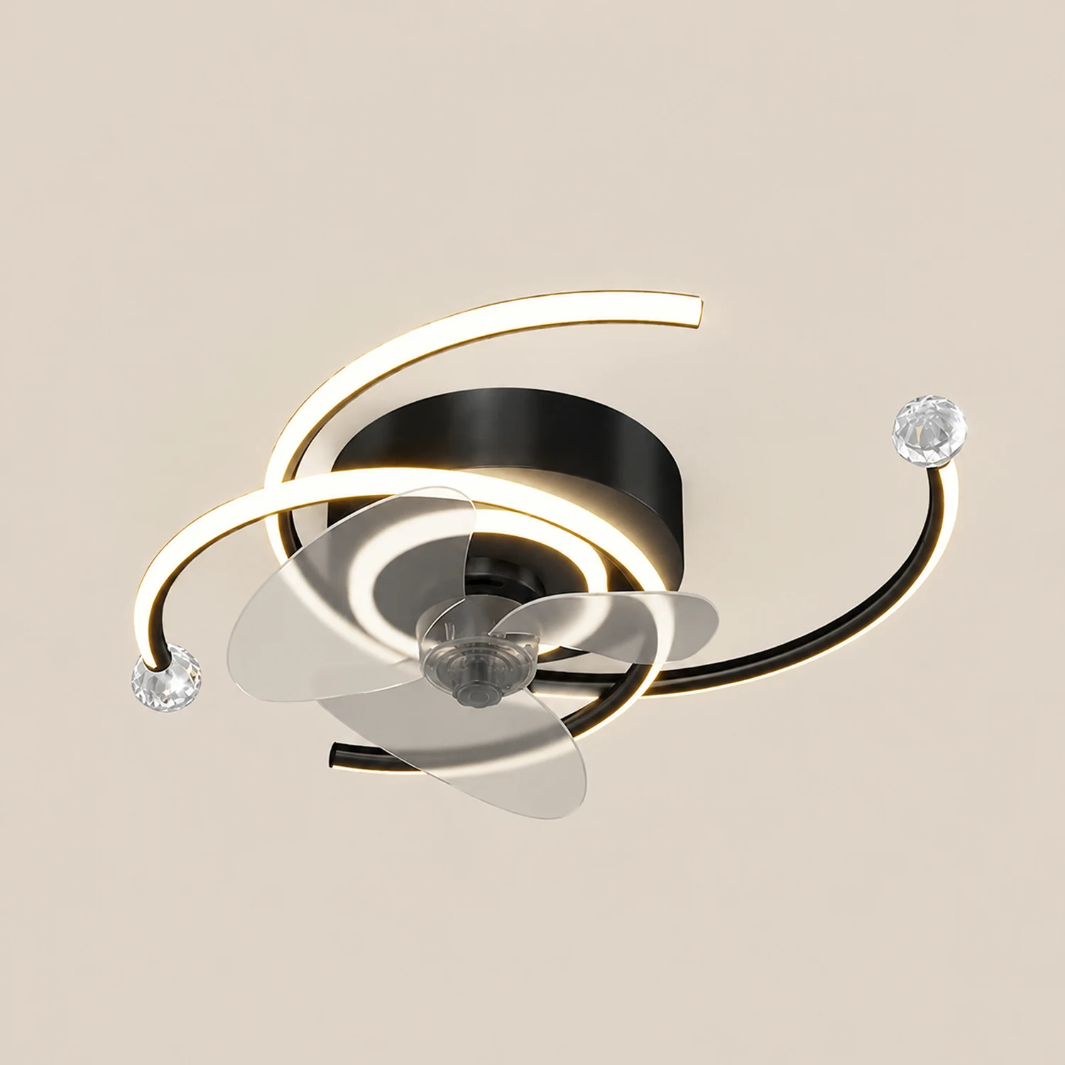 Quinn Deckenventilator mit Beleuchtung 3-Ring, 3 Stile, ∅50/52/53CM - Lumpaz