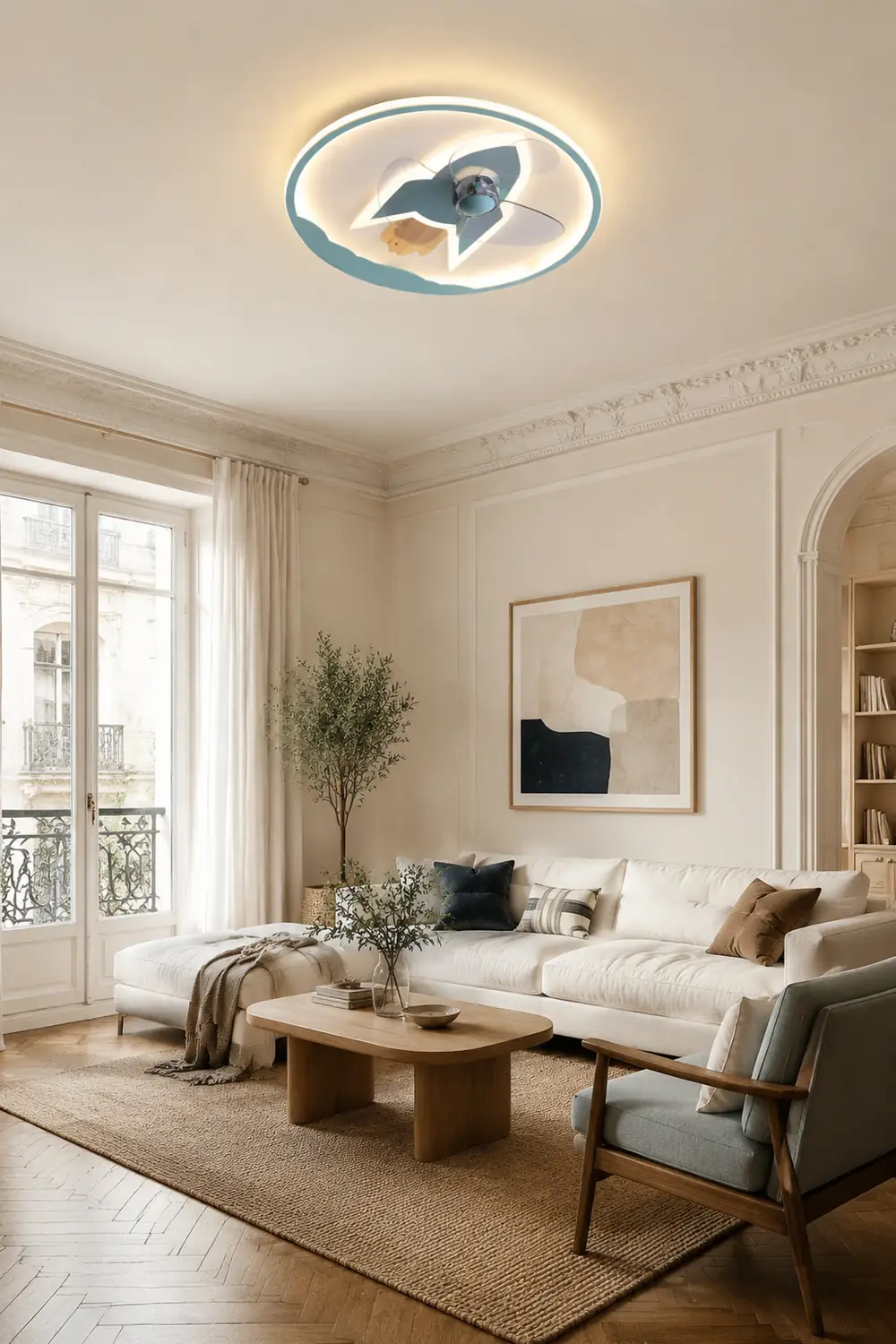 Minori Deckenventilator mit Beleuchtung Raketen-Form, 5 Farben, 2-flammig, ∅46CM/55CM - Lumpaz