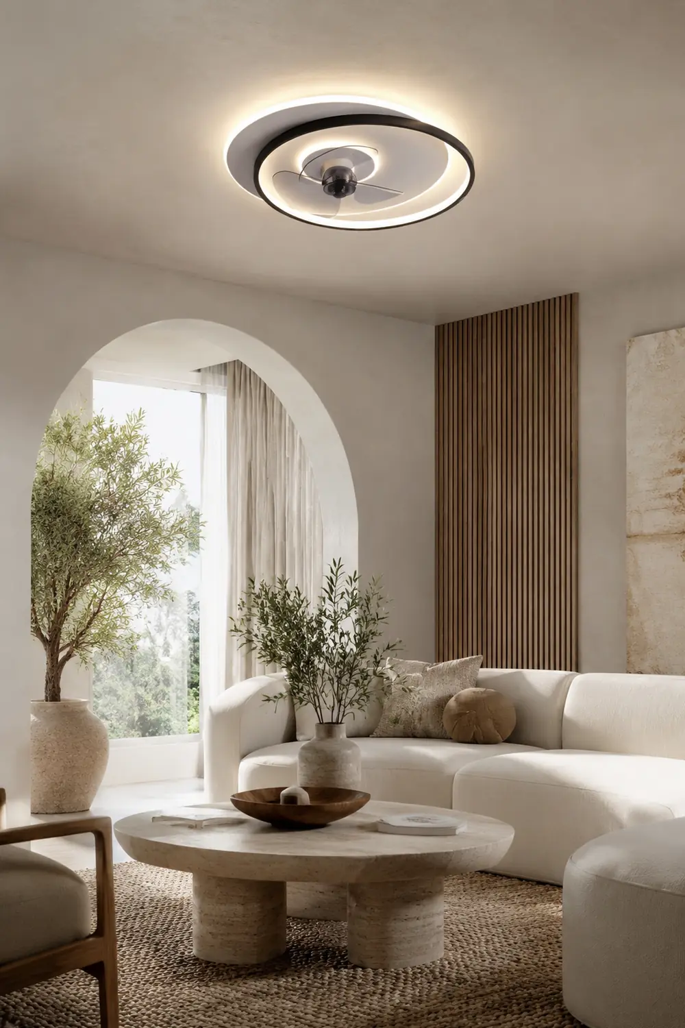 Quinn Deckenventilator mit Beleuchtung Doppel-Ring, 2 Farben, ∅46/56CM - Lumpaz