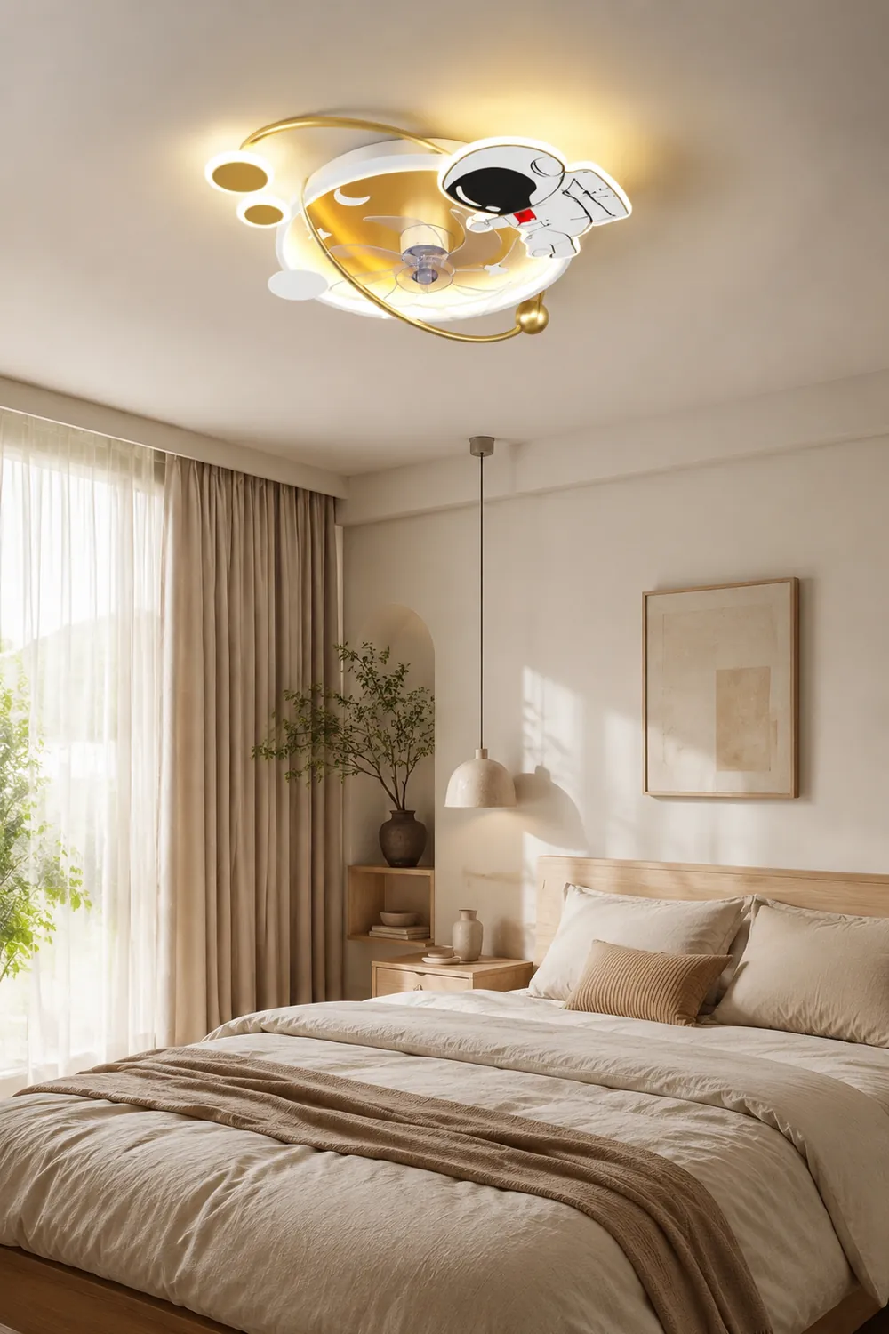 Fateh Deckenventilator mit Beleuchtung Astronaut, 3 Stile/Farben, ∅50/58CM - Lumpaz