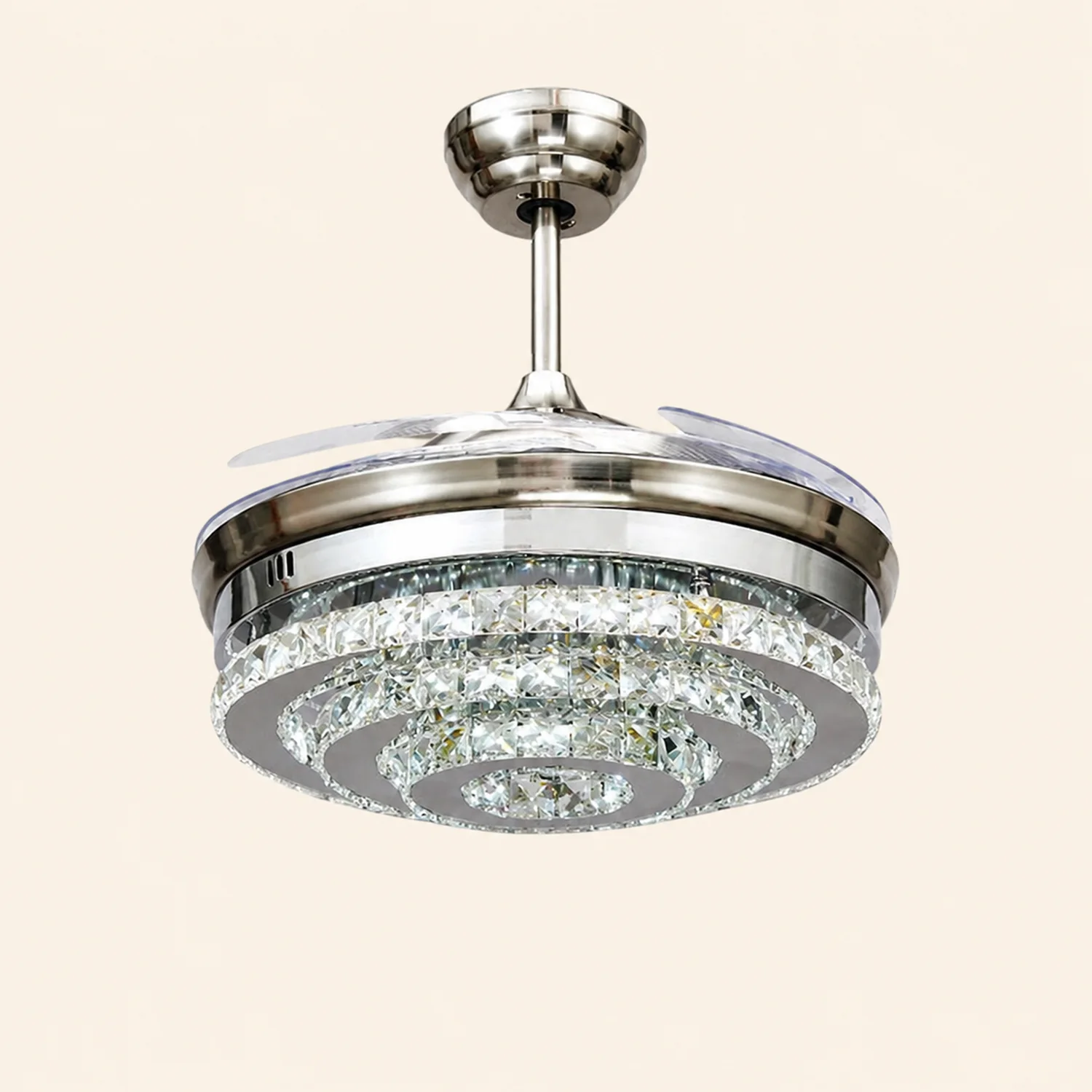 Kirsty Deckenventilator mit Beleuchtung Kristall Chrome, ∅48CM - Lumpaz
