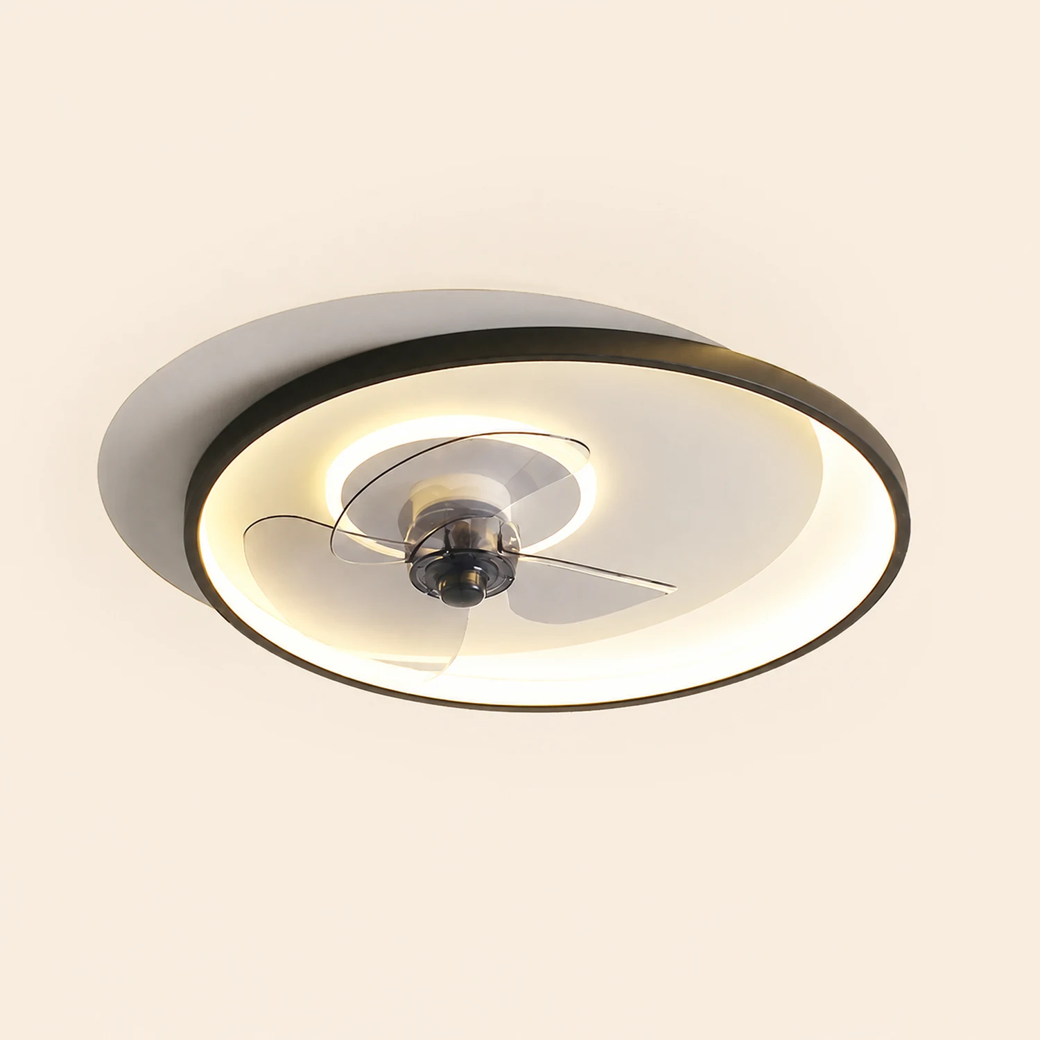 Quinn Deckenventilator mit Beleuchtung Doppel-Ring, 2 Farben, ∅46/56CM - Lumpaz
