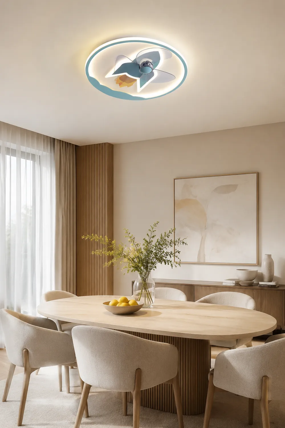 Minori Deckenventilator mit Beleuchtung Raketen-Form, 5 Farben, 2-flammig, ∅46CM/55CM - Lumpaz