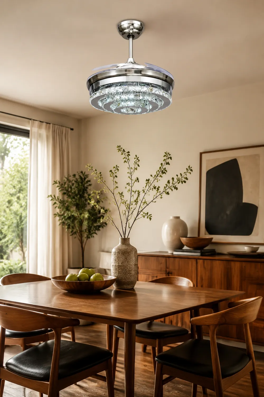 Kirsty Deckenventilator mit Beleuchtung Kristall Chrome, ∅48CM - Lumpaz