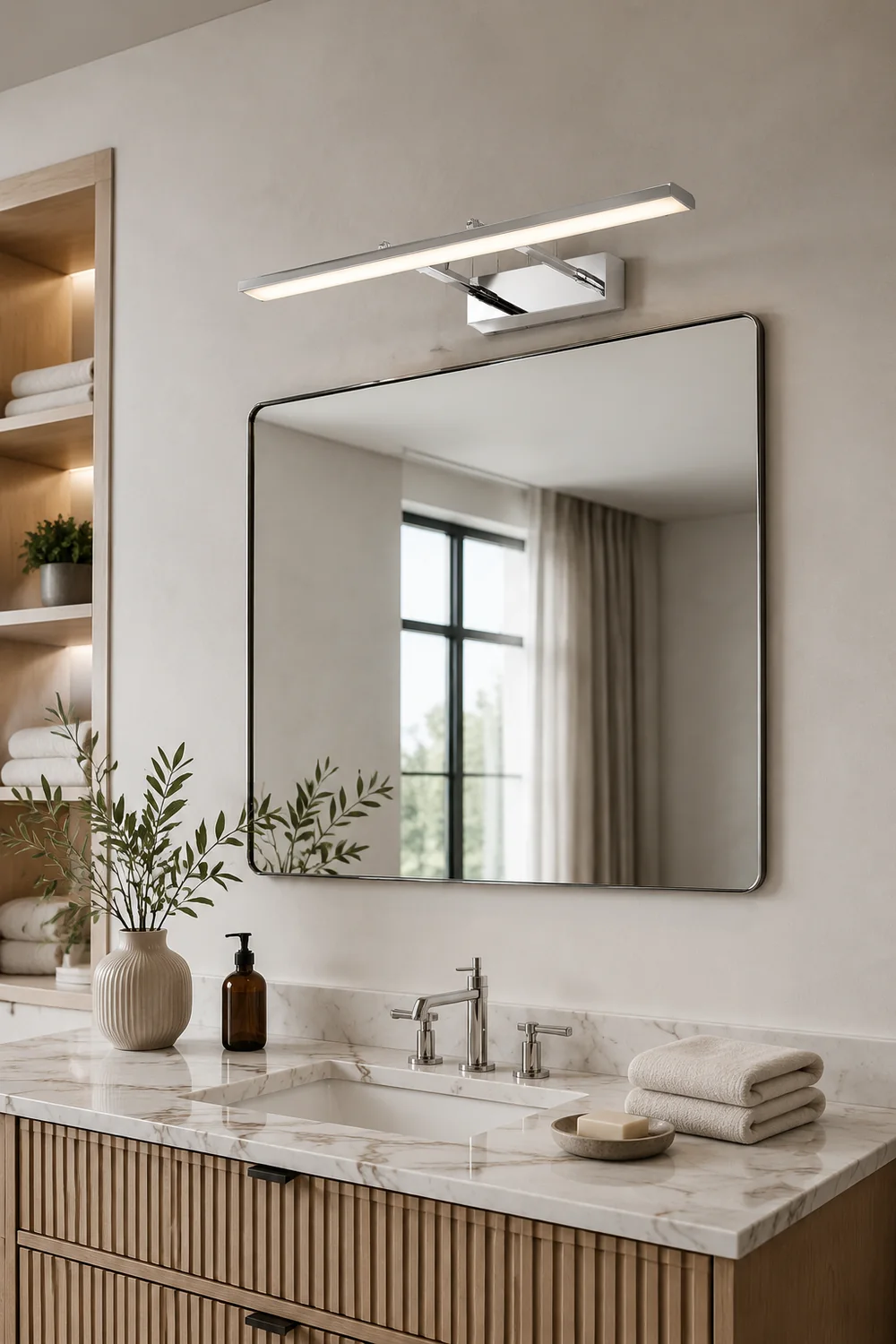 Leigh Spiegelfront Waschtisch-Wandleuchte, L 39/49/59/69CM - Lumpaz