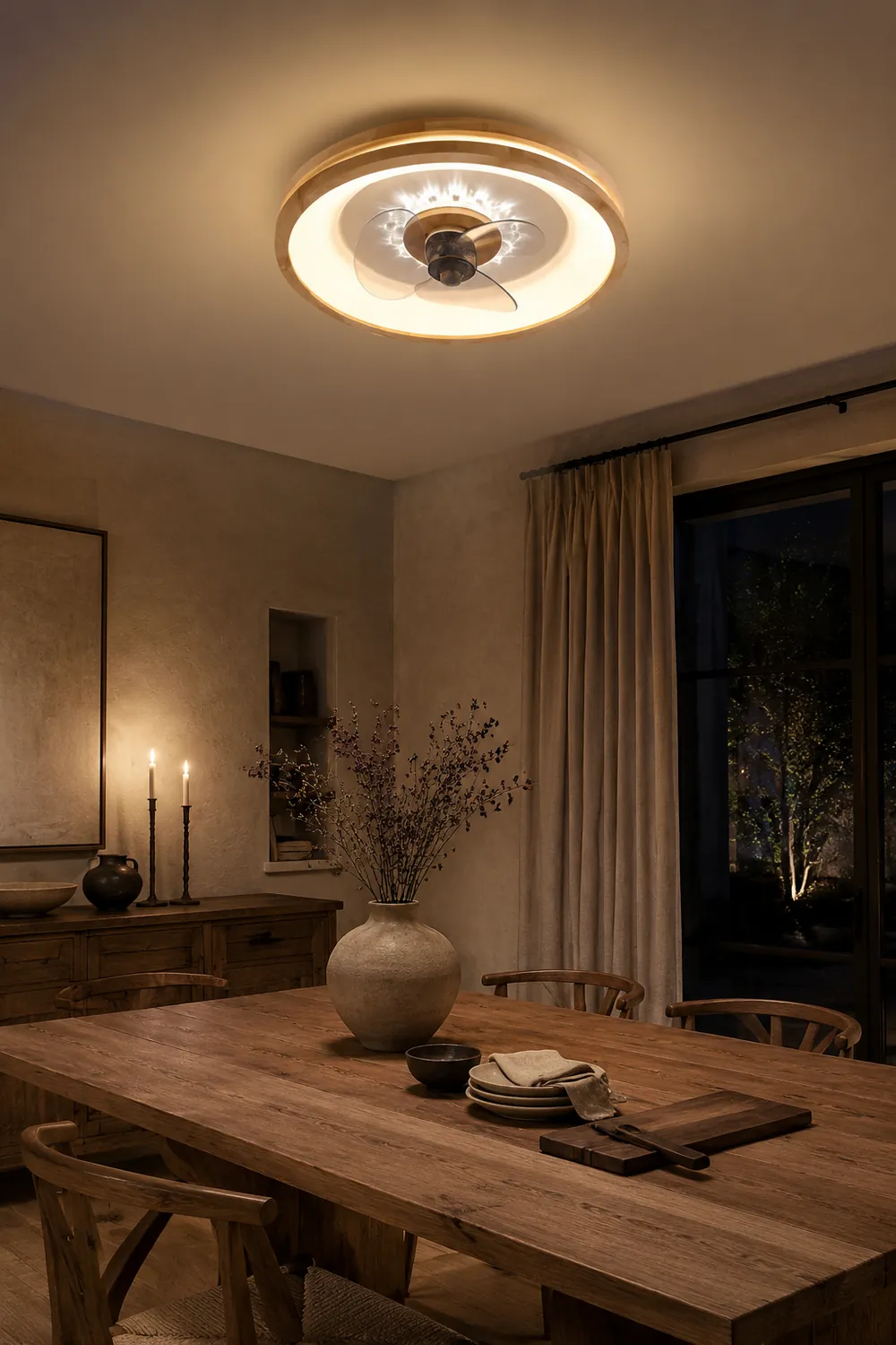 Ozawa Deckenventilator mit Beleuchtung Doppel-Licht, 4 Stile, ∅50CM - Lumpaz