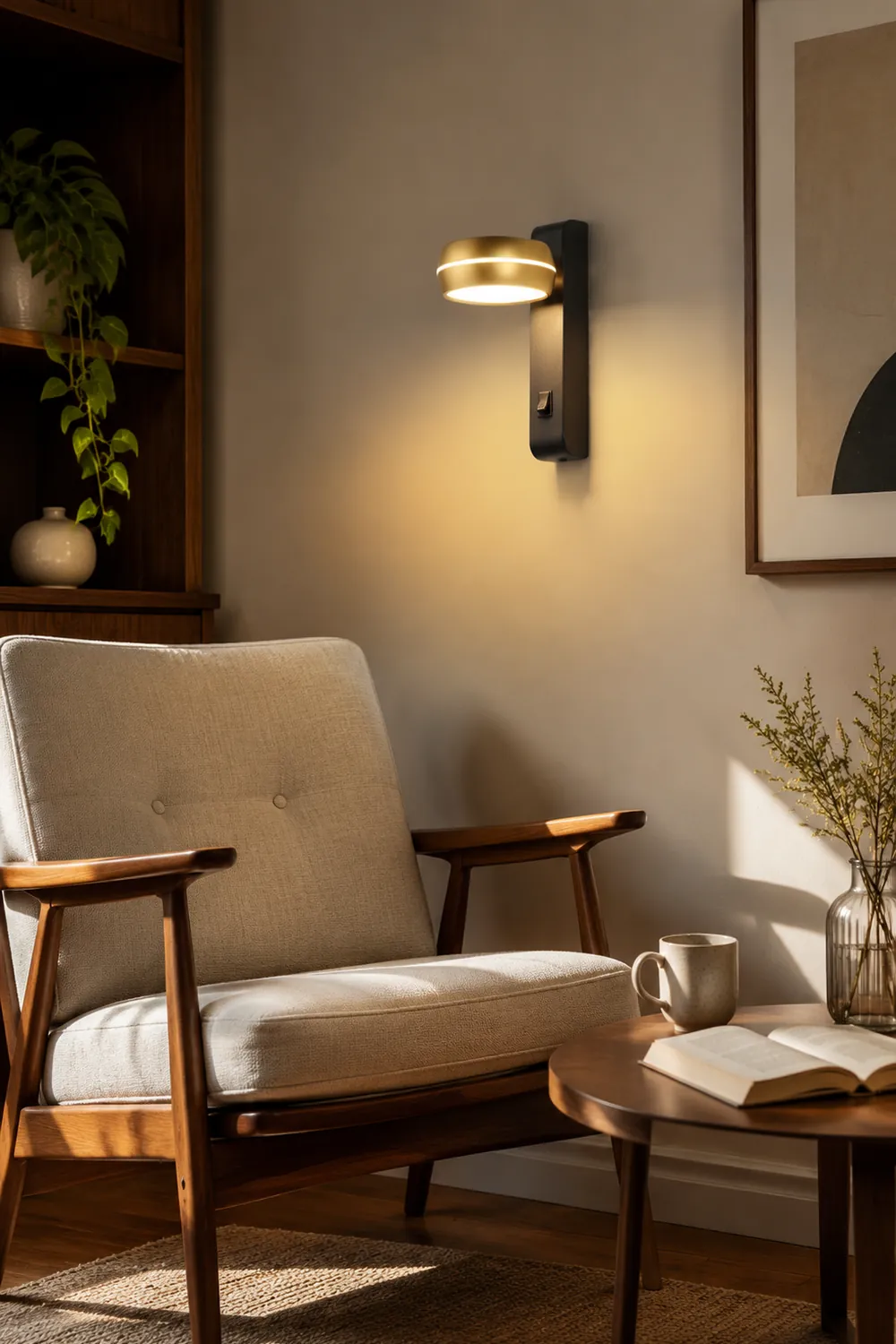 LED-Wandleuchte Schlafzimmer Nachttischlampe mit Schalter Wohnzimmer einfache Drehkopf-Wandleuchte - Lumpaz