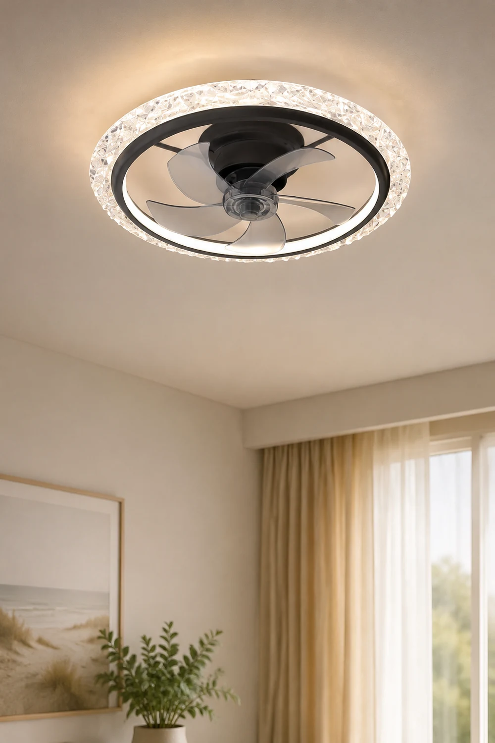 Kirsten Deckenventilator mit Beleuchtung, 2 Farben, 2-flammig, ∅51CM/61CM - Lumpaz