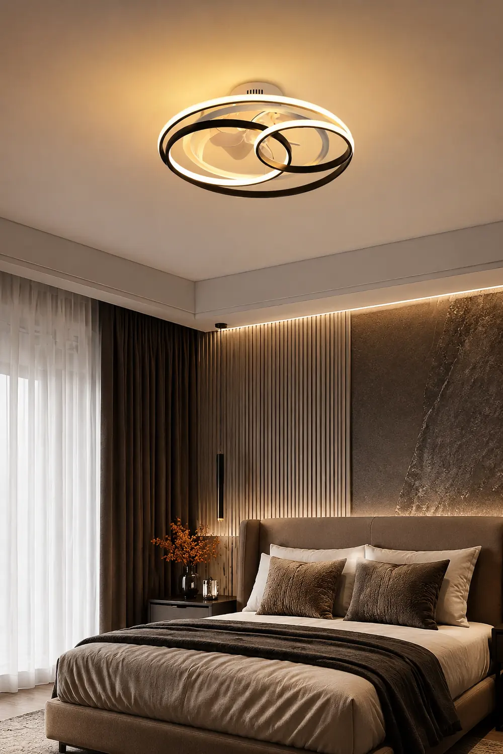 Arisha Deckenventilator mit Beleuchtung 4-Ring, ∅55/60CM - Lumpaz