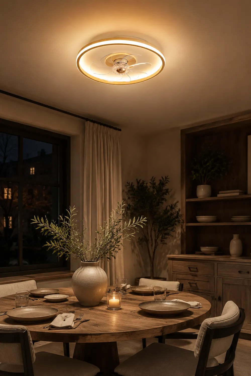 Ozawa Deckenventilator mit Beleuchtung Doppel-Licht, 2 Farben/Stile, ∅50CM - Lumpaz