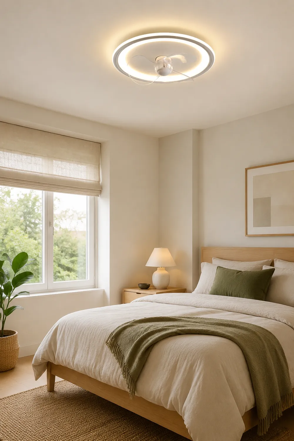 Edge Deckenventilator mit Beleuchtung Ring Weiß, ∅40/50CM - Lumpaz