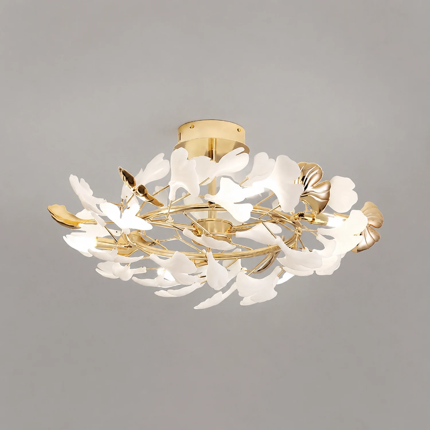 Ophelia Flush Mount Deckenleuchte, 36/47/48/56/60/76 Blätter, Keramik & Metall - Lumpaz