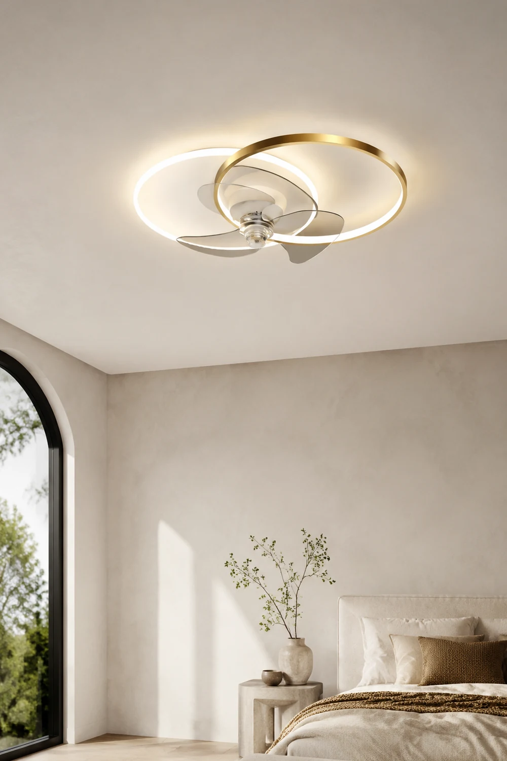 Arisha Deckenventilator mit Beleuchtung 2-Ring, 2 Farben, ∅60CM - Lumpaz