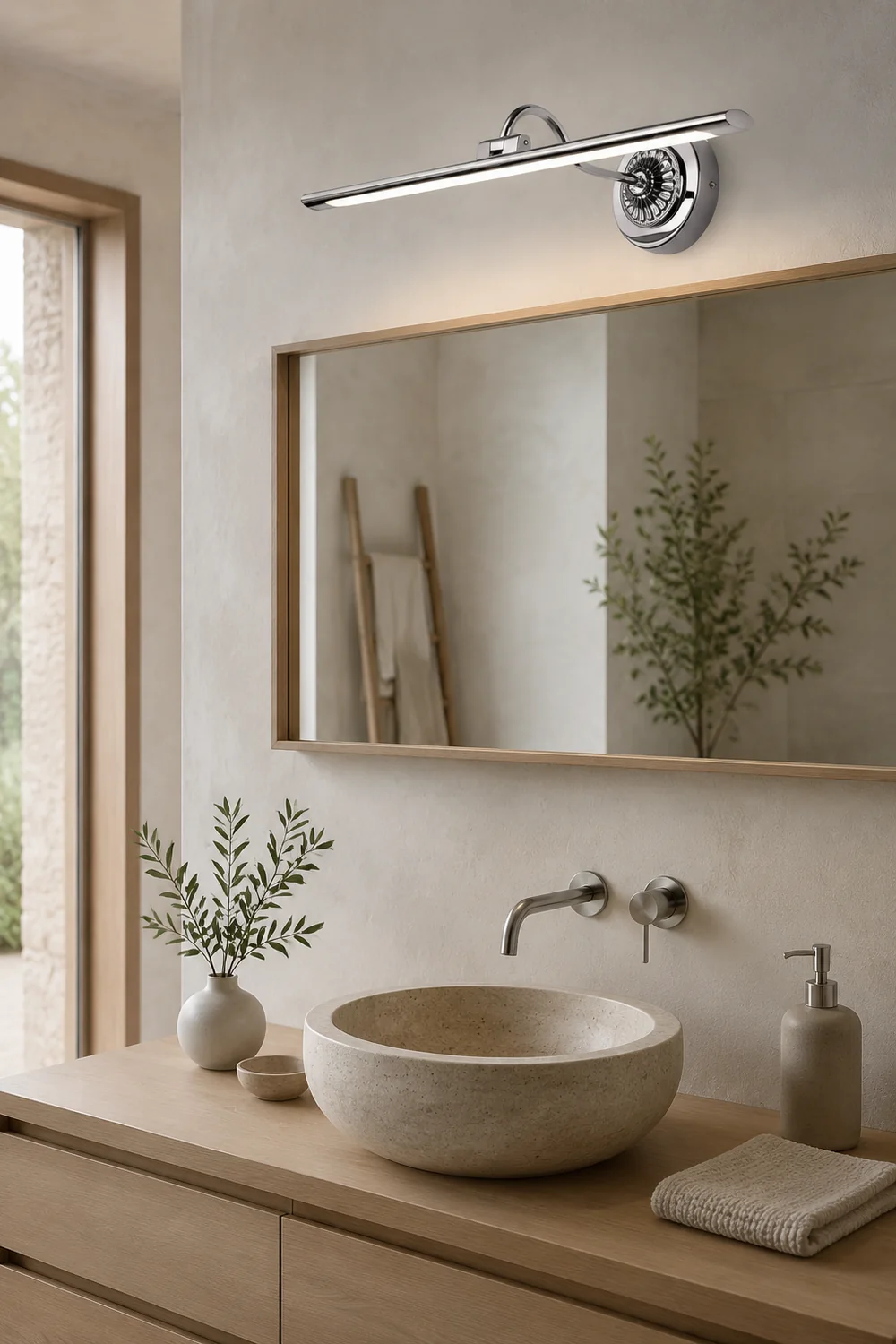 Leigh Spiegelfront Waschtisch-Wandleuchte, L 42/55CM - Lumpaz