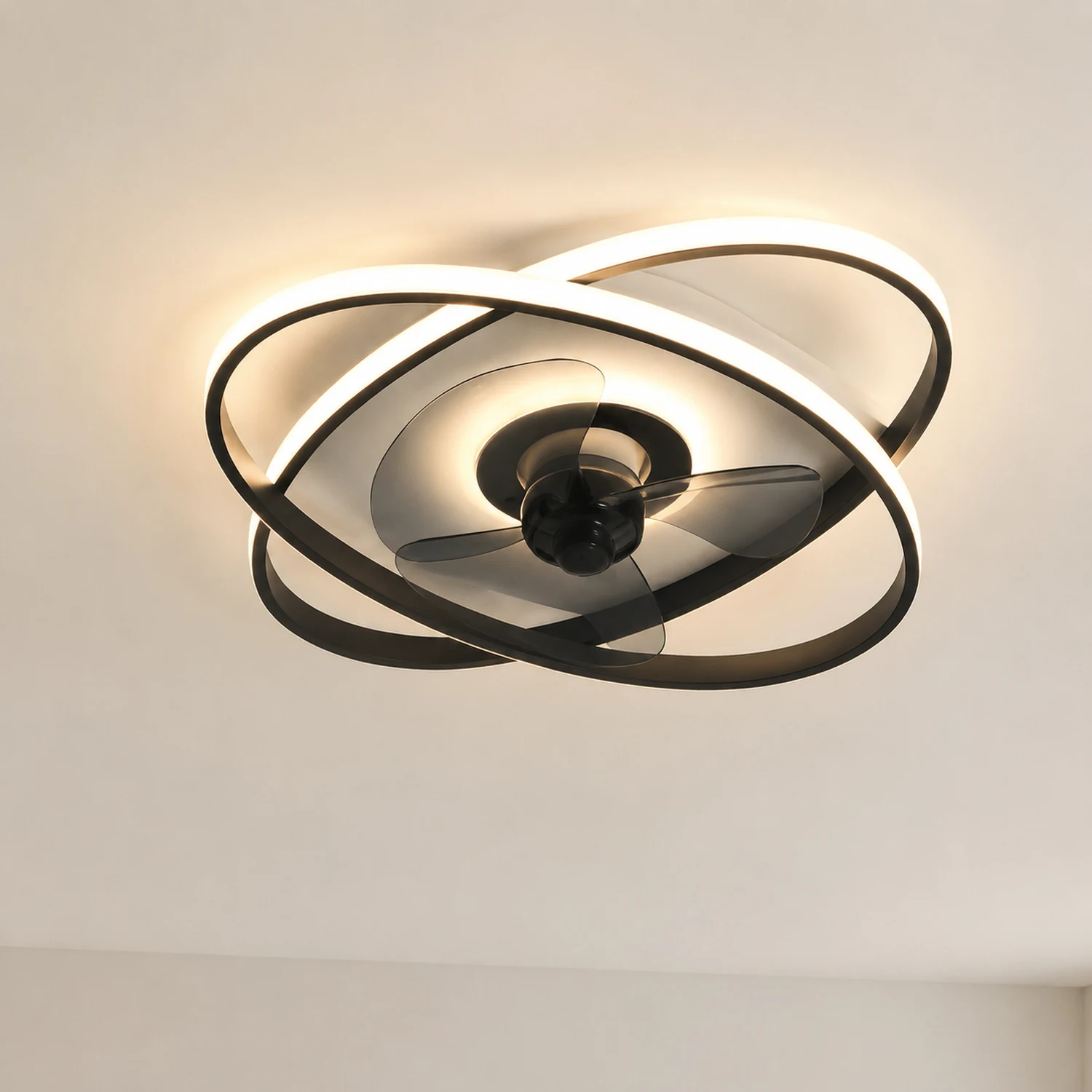 Arisha Deckenventilator mit Beleuchtung Doppel-Ring, 5 Farben, ∅50CM - Lumpaz
