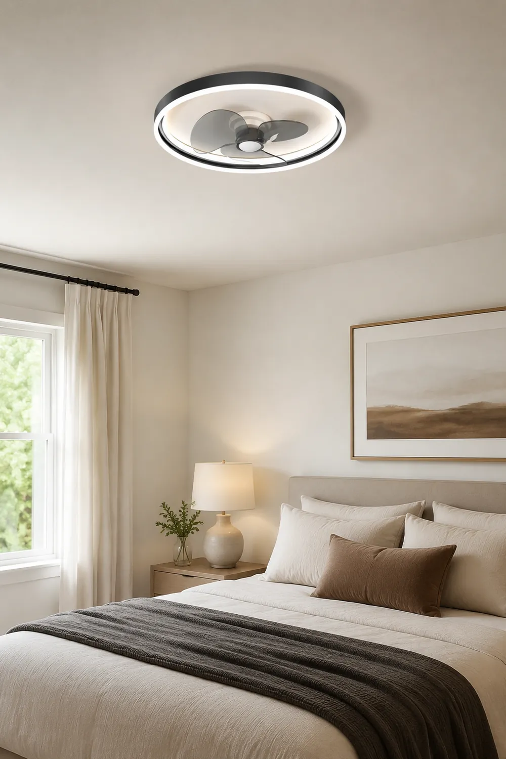 Edge Kirsten Deckenventilator mit Beleuchtung, 2 Farben, 2-flammig, ∅41CM/51CM - Lumpaz