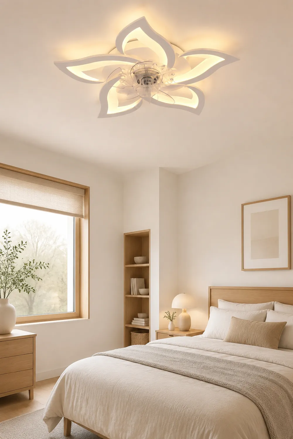 Hana Deckenventilator mit Beleuchtung Blume, 2 Farben, ∅65CM - Lumpaz