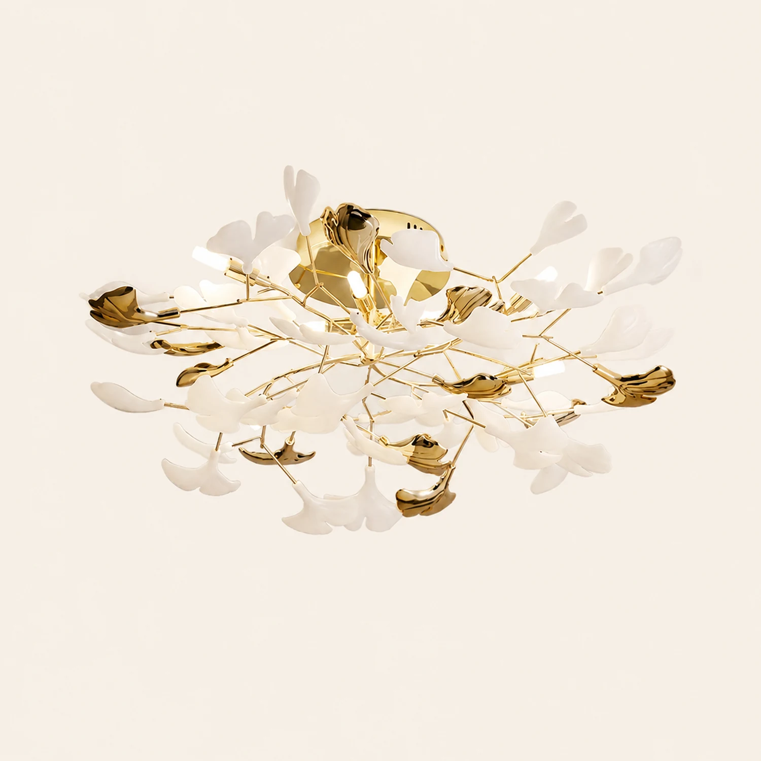 Ophelia Flush Mount Deckenleuchte, 36/47/48/56/60/76 Blätter, Keramik & Metall - Lumpaz