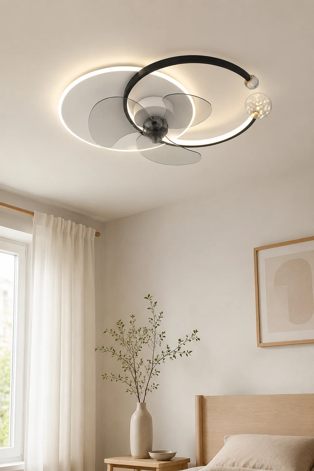 Morandi Sternenklar Deckenventilator mit Beleuchtung Doppel-C, 2 Farben, 62CM Lang - Lumpaz