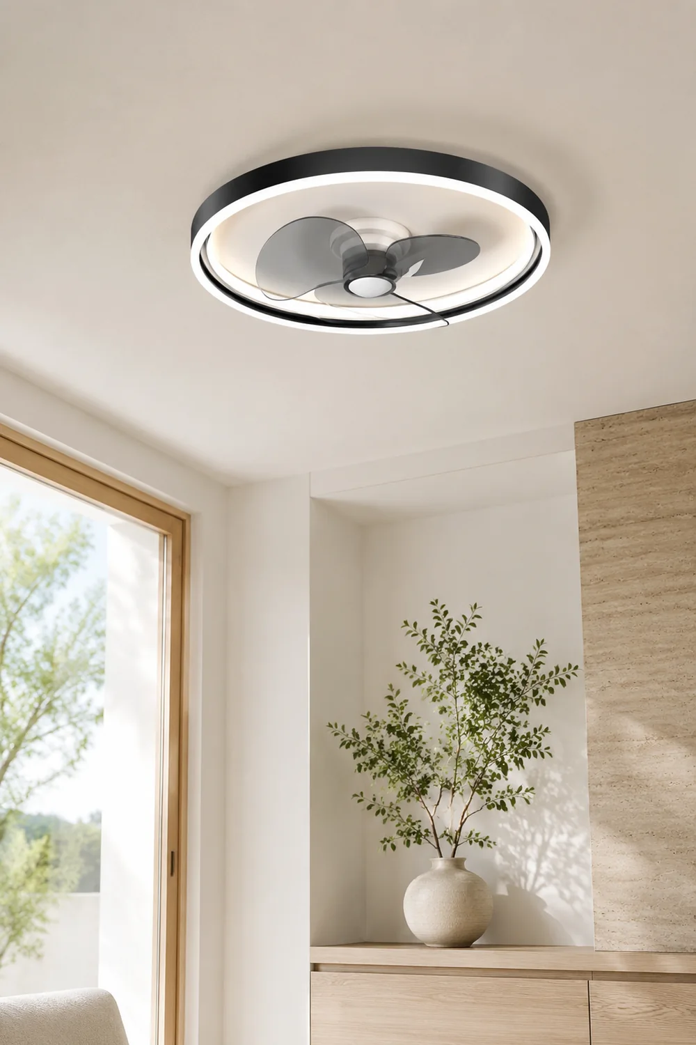 Edge Kirsten Deckenventilator mit Beleuchtung, 2 Farben, 2-flammig, ∅41CM/51CM - Lumpaz