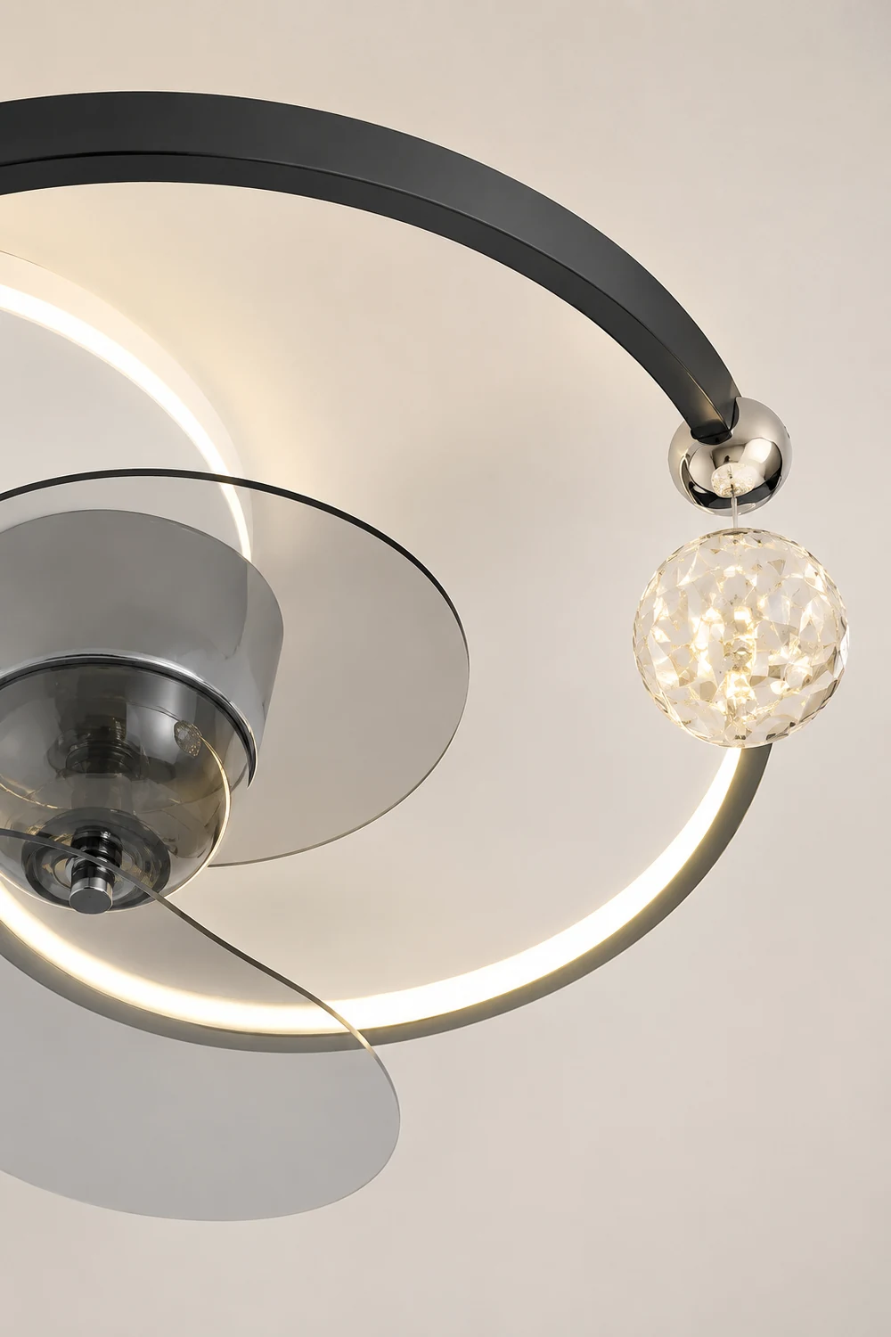 Morandi Sternenklar Deckenventilator mit Beleuchtung Doppel-C, 2 Farben, 62CM Lang - Lumpaz