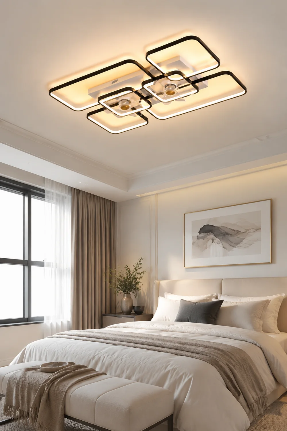 Lacey 2-Deckenventilator mit Beleuchtung, 2 Farben, ∅46/55/90/107CM - Lumpaz