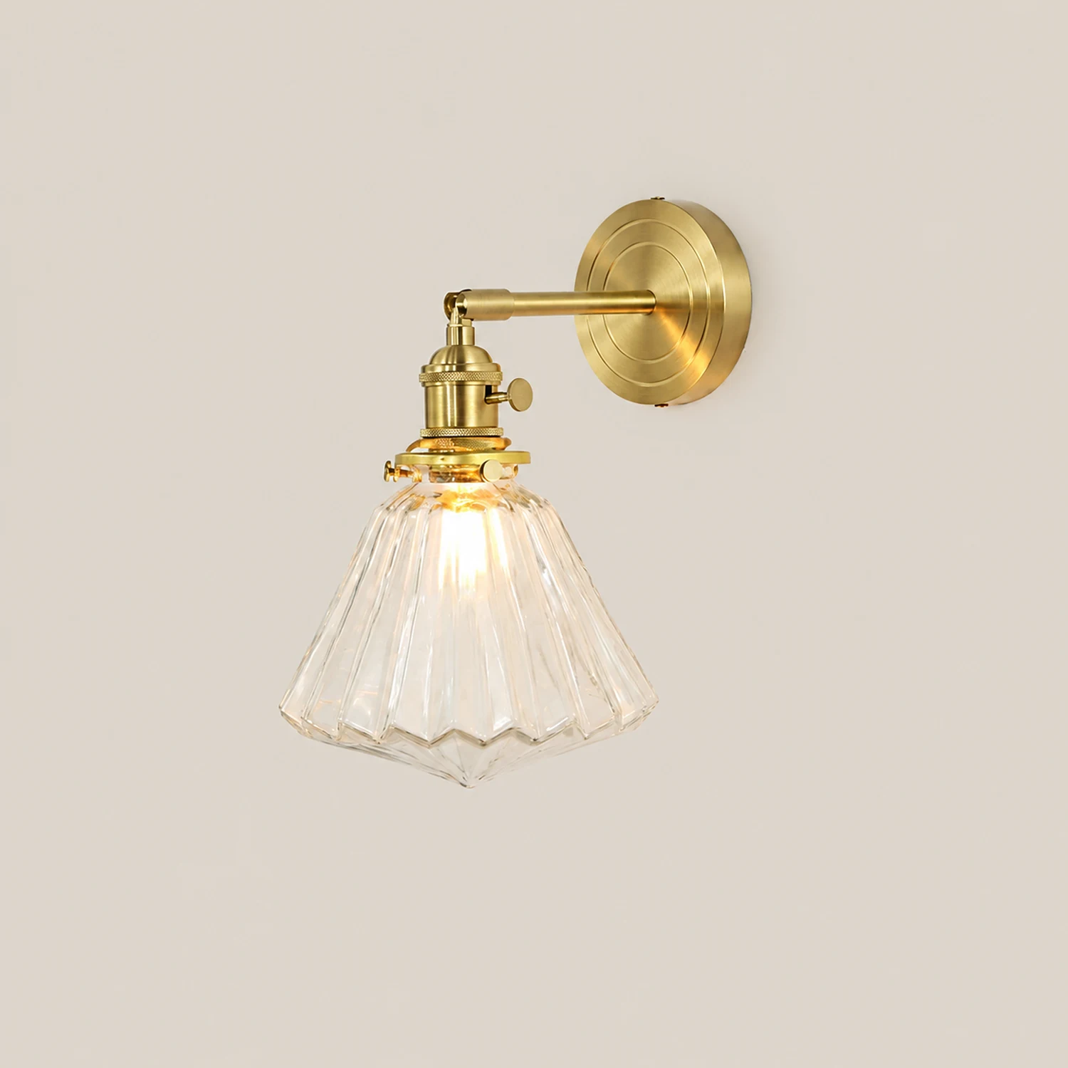 Hailie Waschtisch-Wandleuchte, Messing & Glas, 2 Stile - Lumpaz