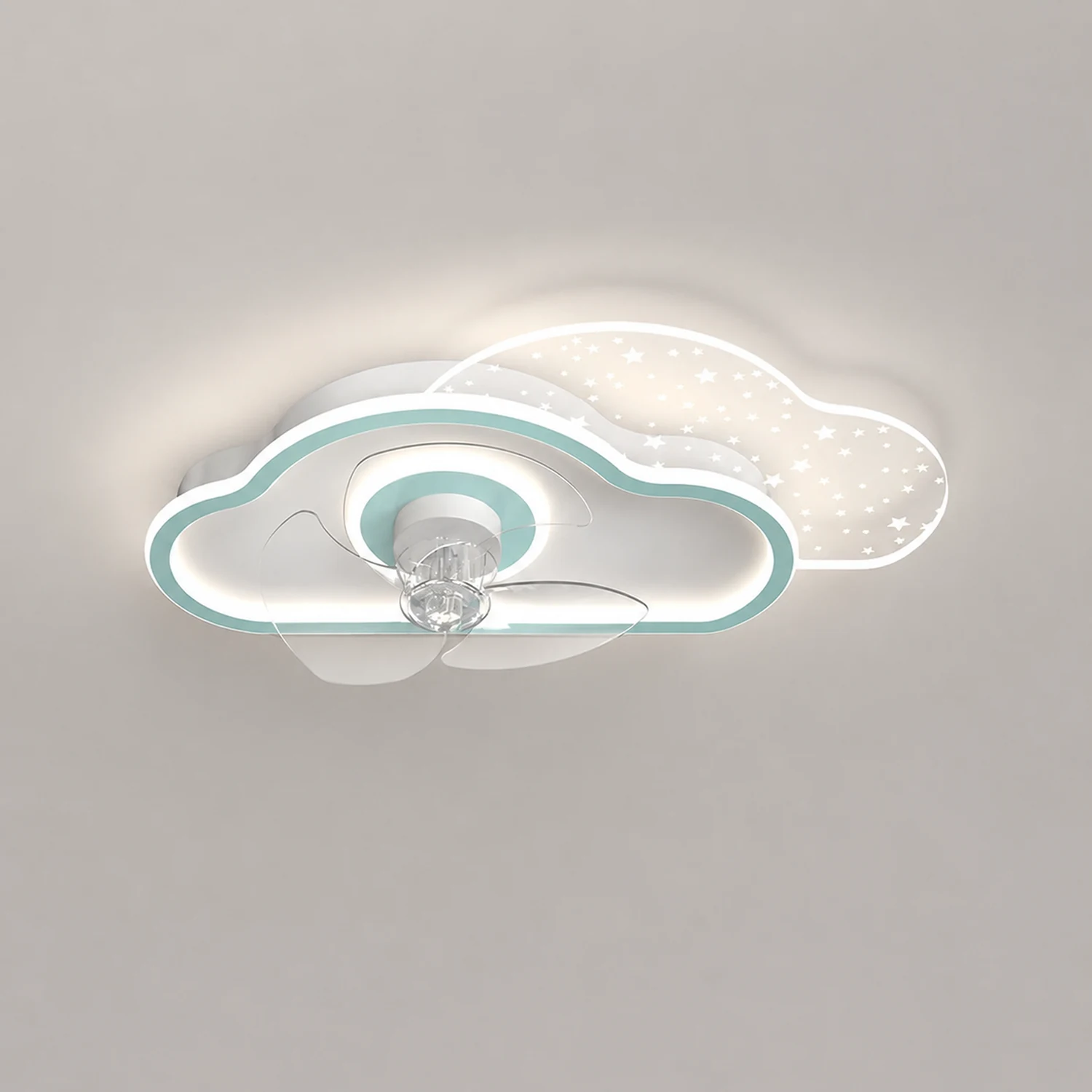 Minori Deckenventilator mit Beleuchtung Wolke & Flugzeug, 2 Farben, ∅53/58CM - Lumpaz