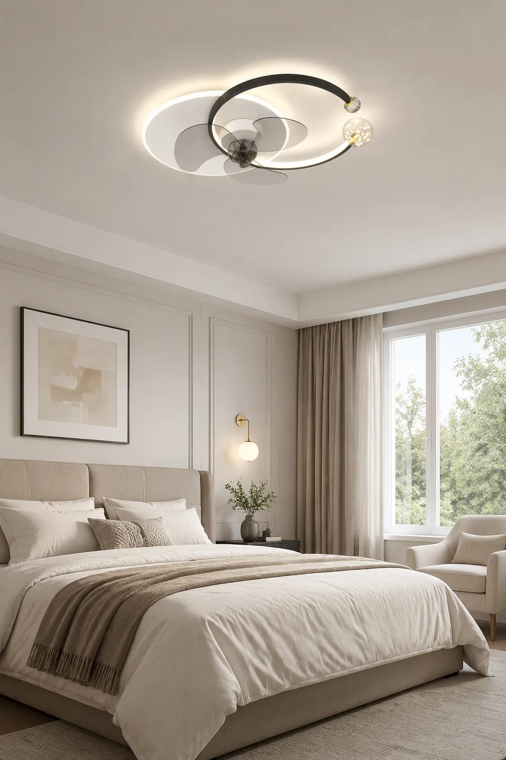 Morandi Sternenklar Deckenventilator mit Beleuchtung Doppel-C, 2 Farben, 62CM Lang - Lumpaz