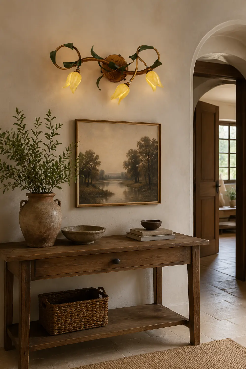 Félicie Gelbe Blume Spiegel Front Bell Shade Vanity Wandleuchte, 3/5-flammig - Lumpaz
