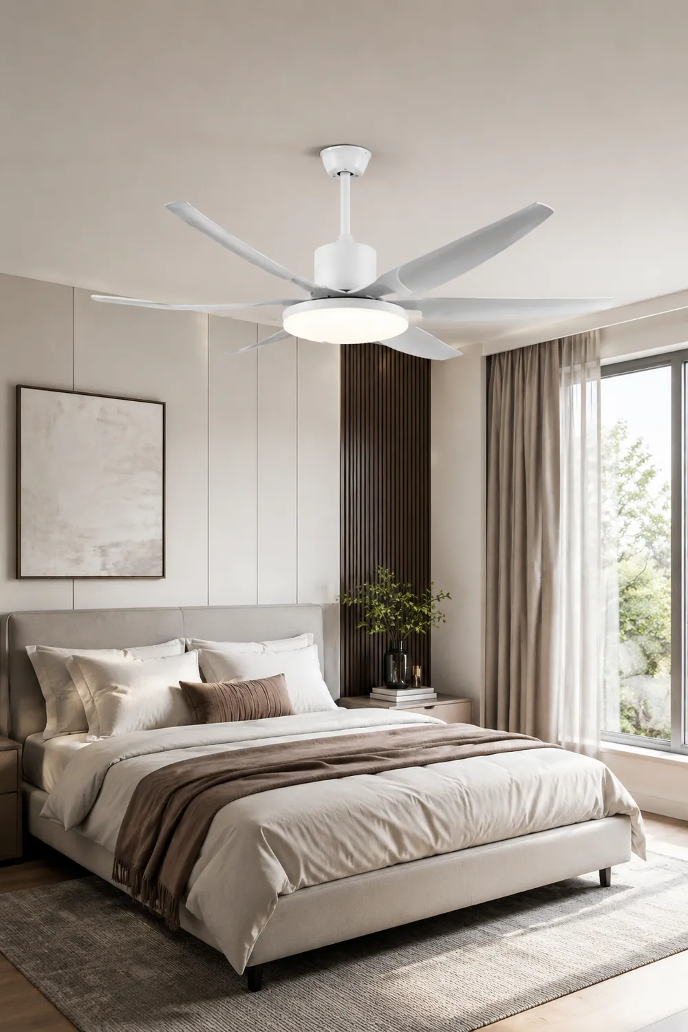 Haydn Weißer 6-Blatt-Deckenventilator mit Beleuchtung Grundlegend, ∅130CM - Lumpaz