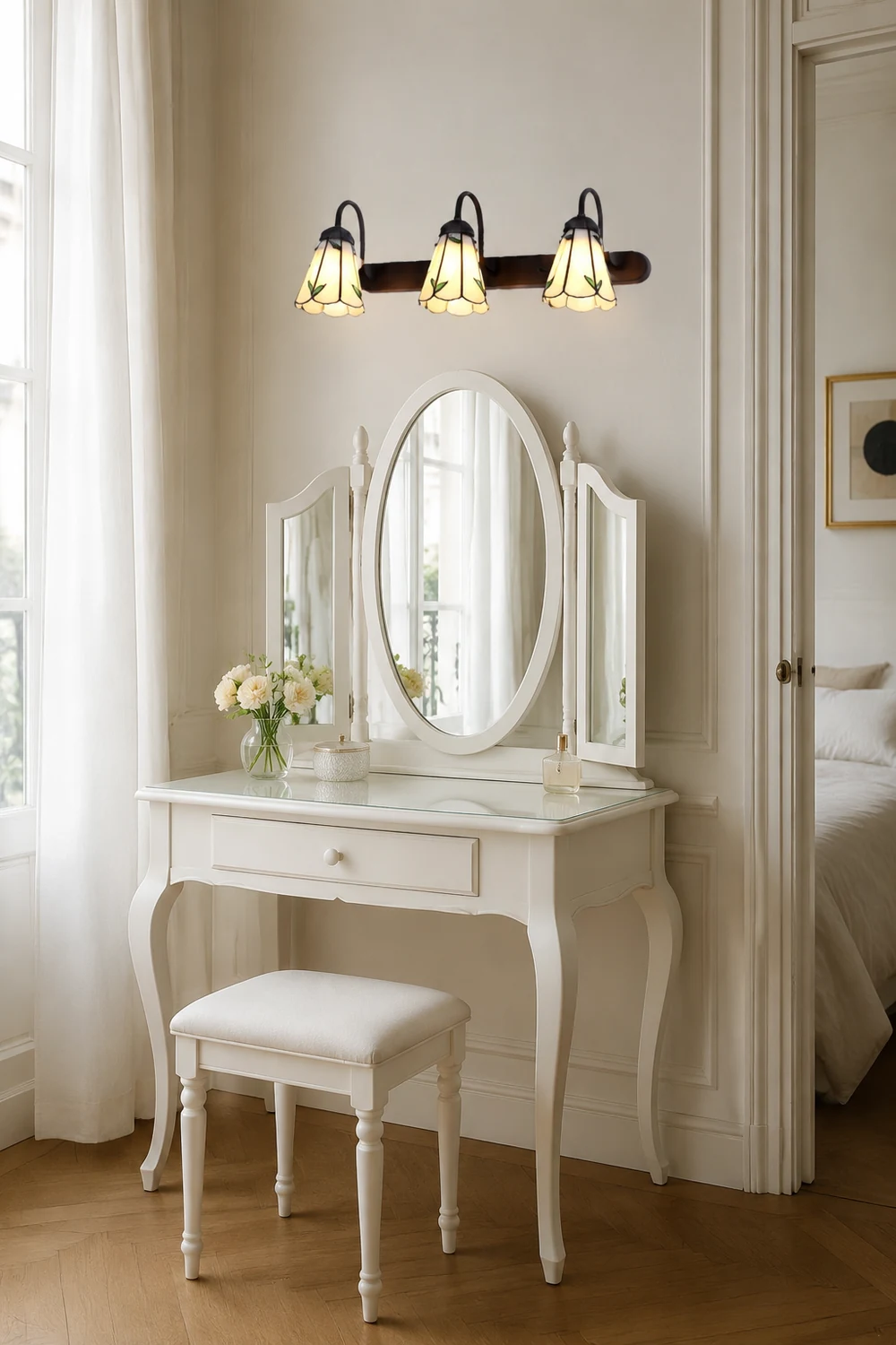 Baxter Tiffany Spiegel Front Vanity Wandleuchte, 5 Stile, 3 Farben, 60CM Lang - Lumpaz