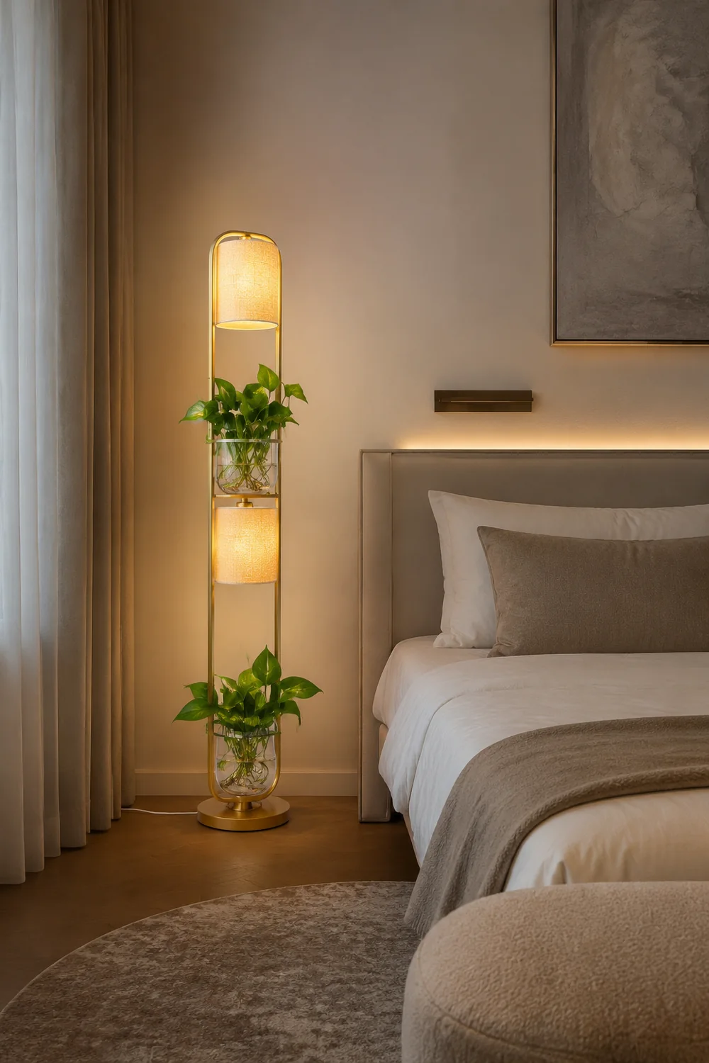 Eryn Zylinder Stehlampe Mit Blumentopf, 2-flammig, 125CM Lang - Lumpaz