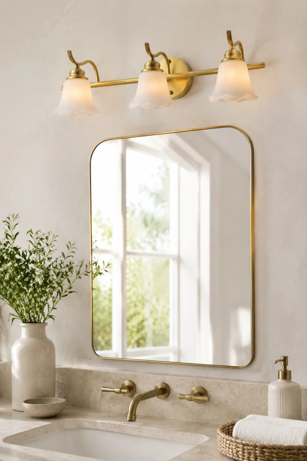 Félicie Weißes Glas Spiegel Front Vanity Wandleuchte, 2/3-flammig, 41CM Lang - Lumpaz