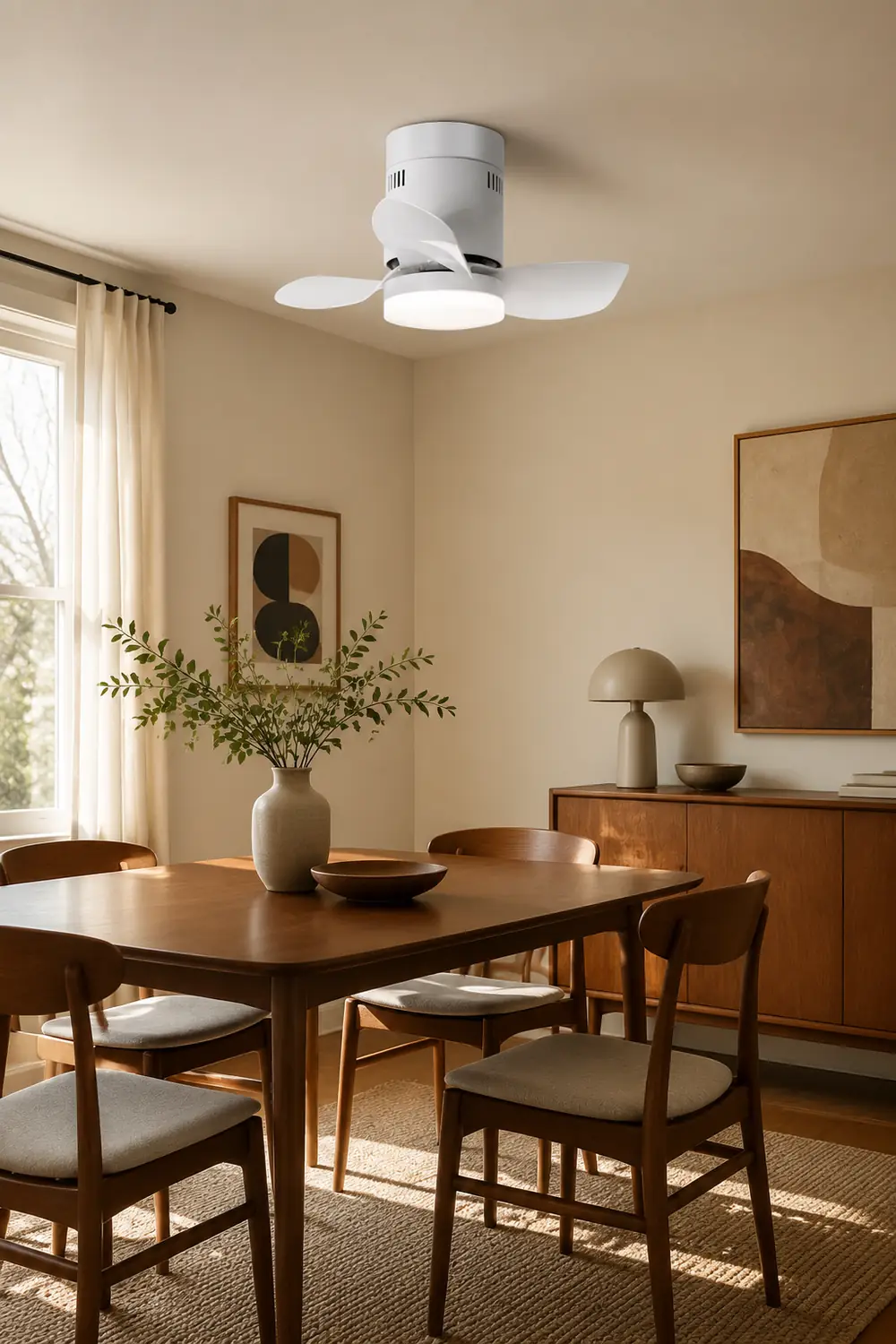 Walters 3-Blatt Weiße Deckenventilator mit Beleuchtung, 2 Farben, ∅60CM - Lumpaz