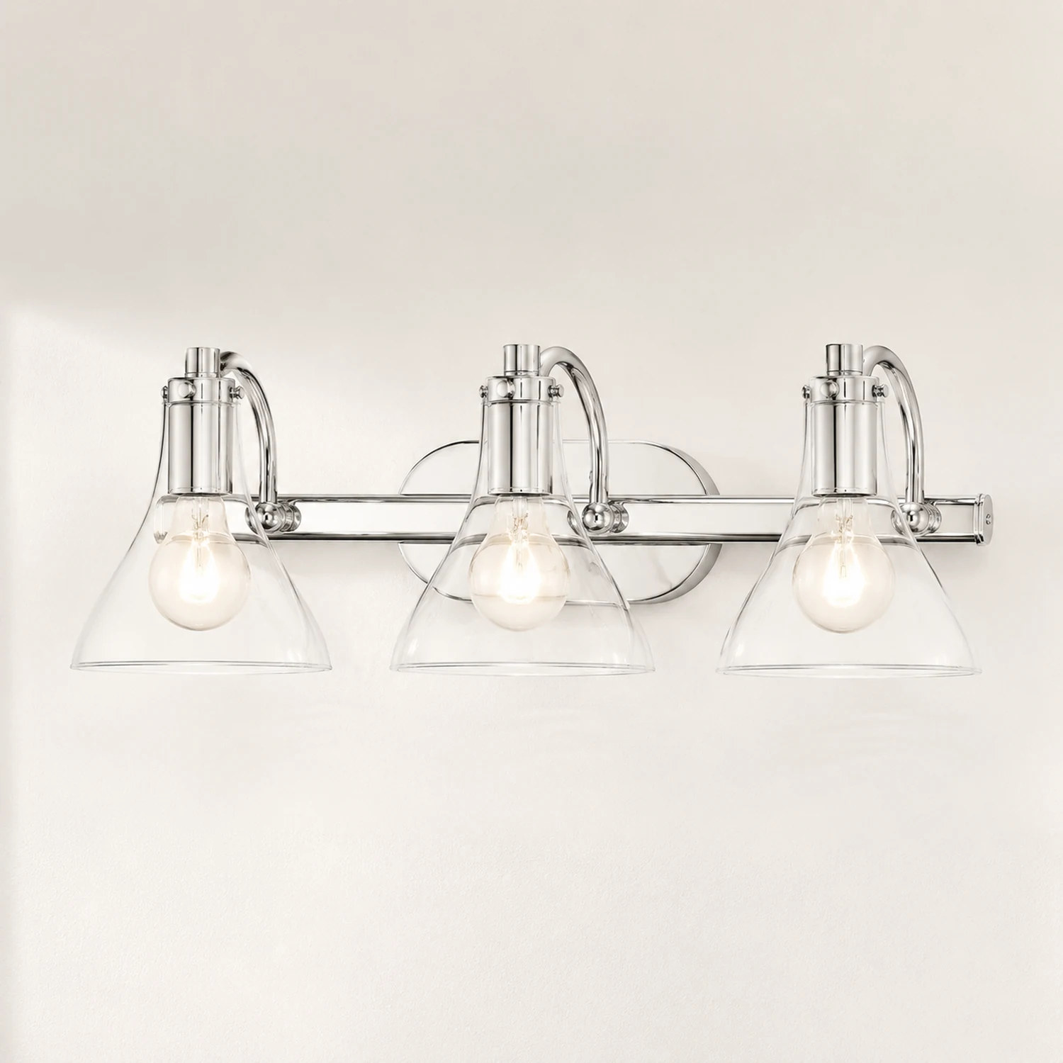Eyrn Chrom Spiegelfront Waschtisch-Wandleuchte, 3/4-flammig, 52/70CM Lang - Lumpaz