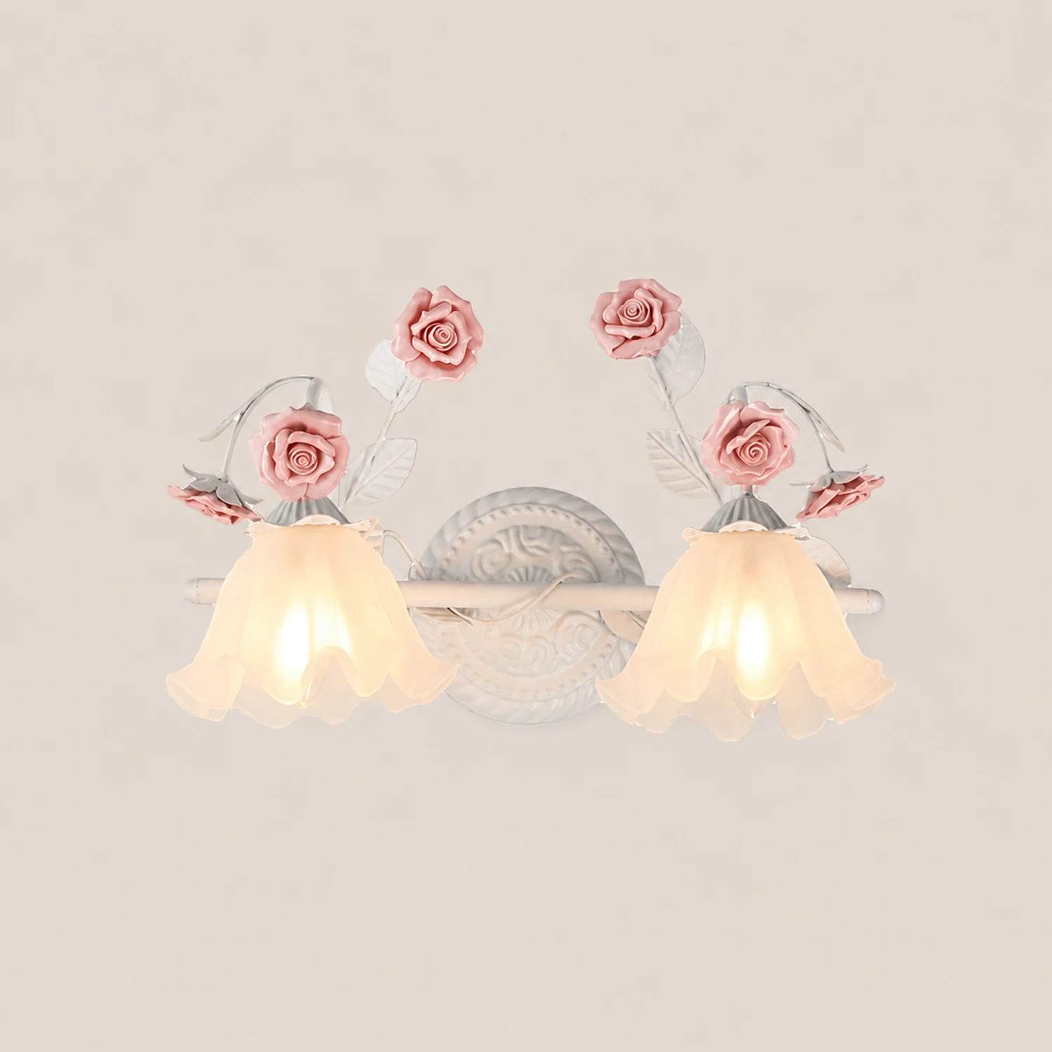 Félicie Blume Rosa & Blau Spiegelfront Waschtisch-Wandleuchte, 2/3-flammig - Lumpaz