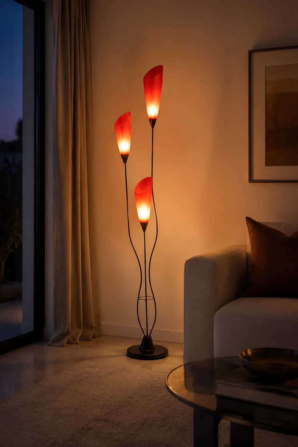 Bella Fackel Rote Stehlampe, 3-flammig, 168CM Lang - Lumpaz