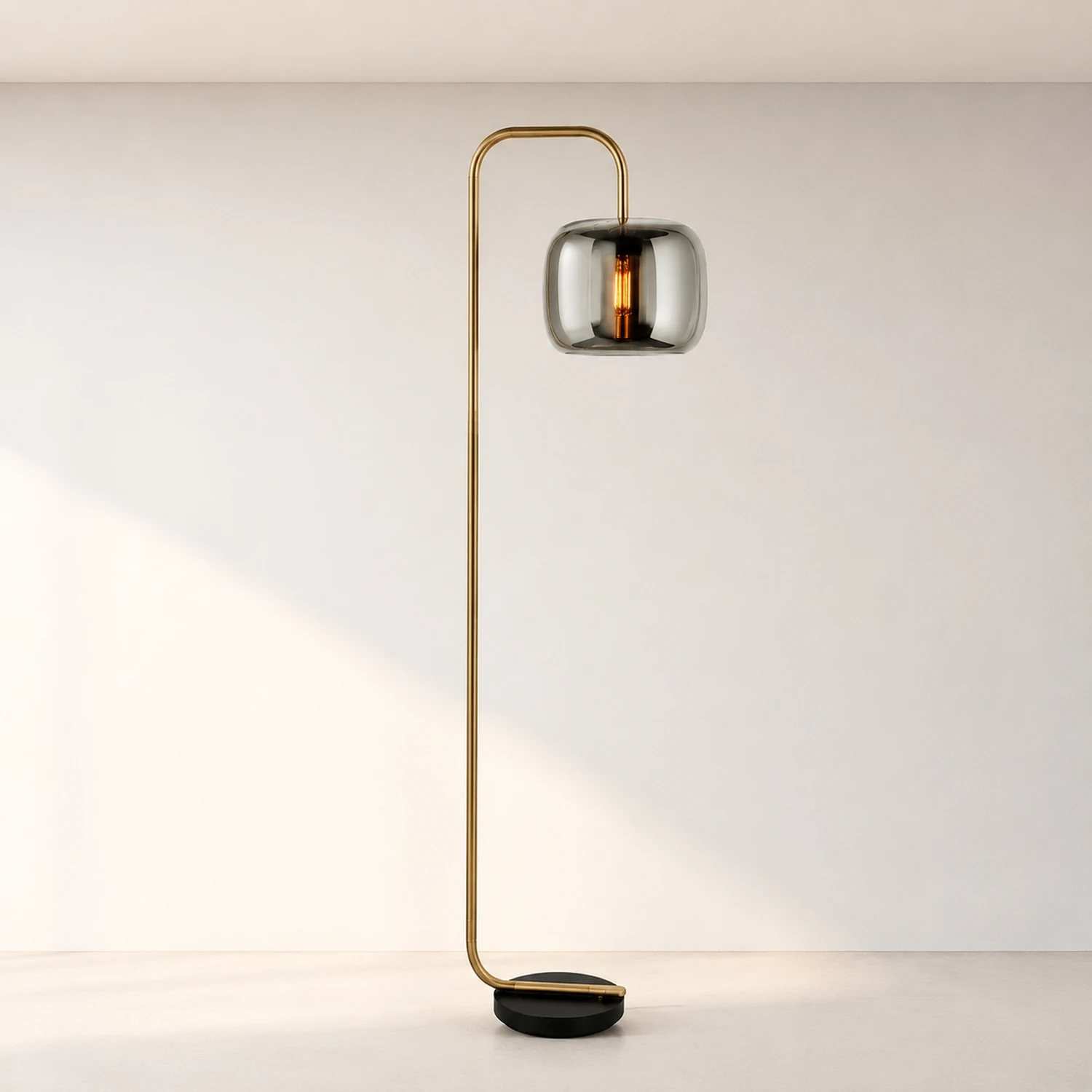 Hailie Rauchgrau Stehlampe, Metall & Glas, 160CM Lang - Lumpaz