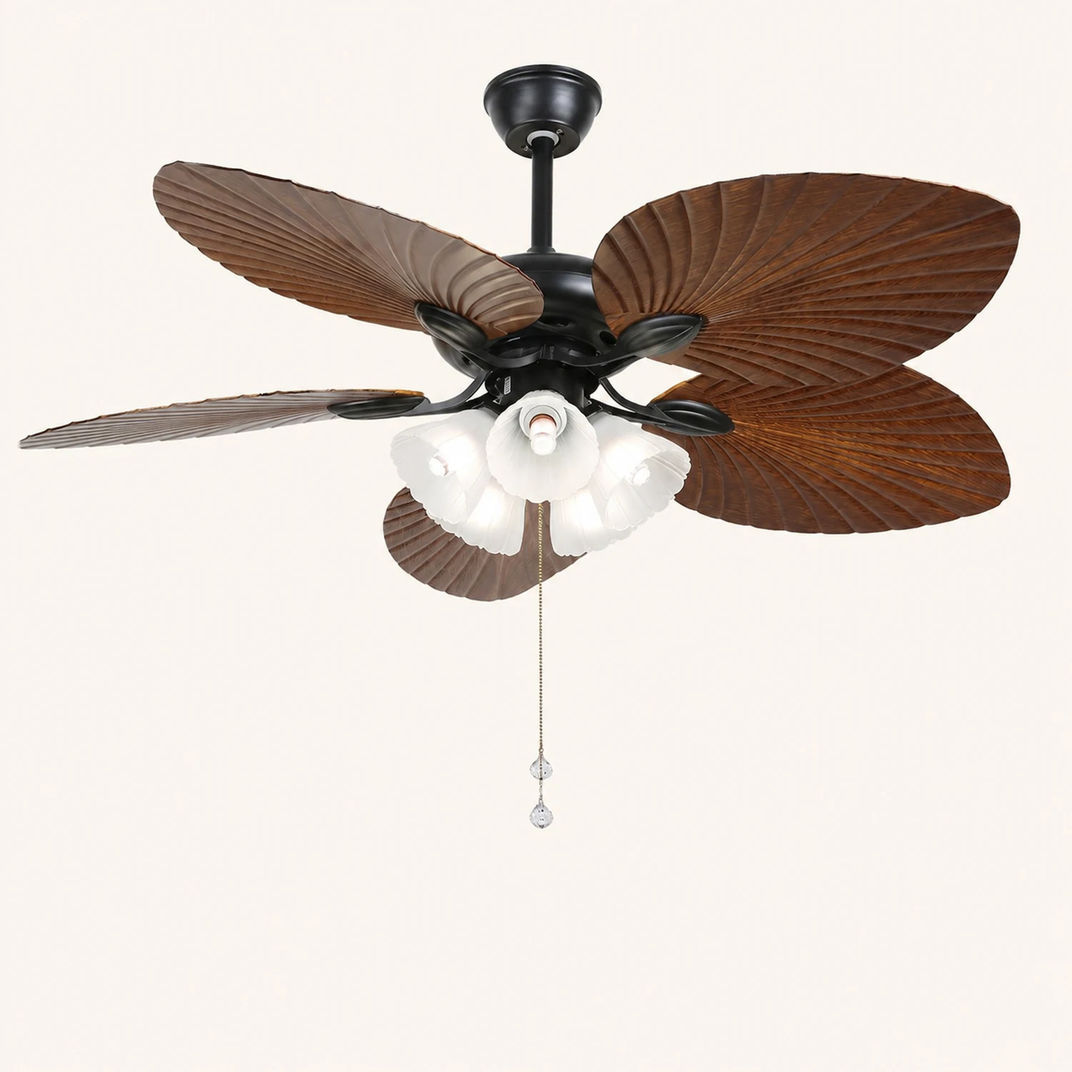 Ross 5-Blatt-Deckenventilator mit Beleuchtung/ w Laterne, 1/3/5 -flammig, ∅132CM - Lumpaz