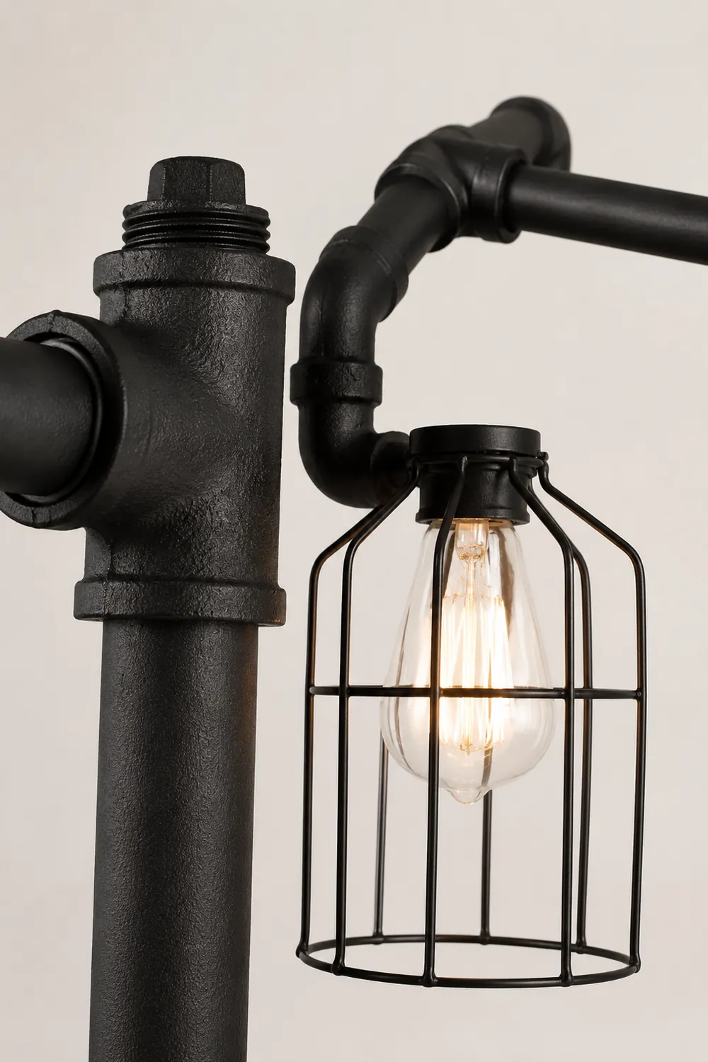 Alessio Vogelkäfige Schwarze Stehlampe, 3-flammig, 150CM Lang - Lumpaz